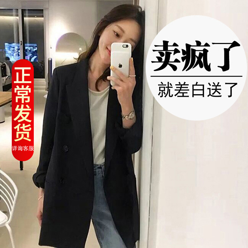 韩版黑色西装外套女2025新款春秋季高级感大码宽松休闲小个子西服